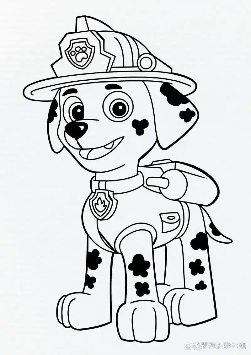 4汪汪队立大功-毛毛手绘线稿可打印涂色 毛毛角色介绍 品种:大麦町犬