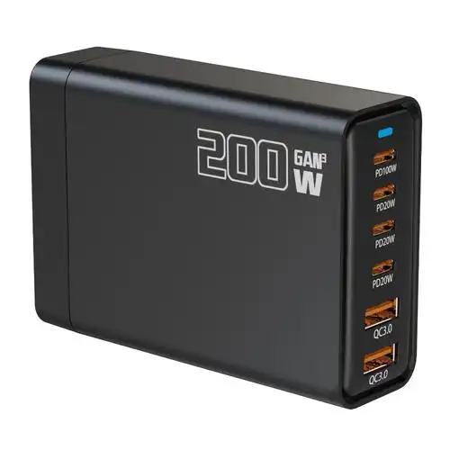 跨境200w氮化镓充电器多口快充桌面充超级快充插头适用于苹果华为