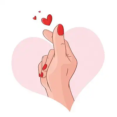 卡通手绘比心手势元素手势氛围png素材