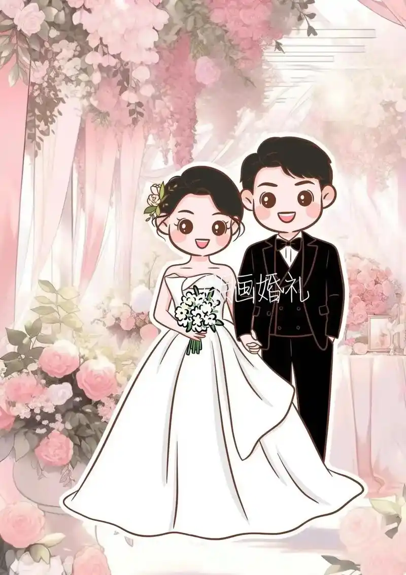 婚礼手绘| 定制专属浪漫 请柬 迎宾牌.手绘婚纱照,一图多用 - 抖音