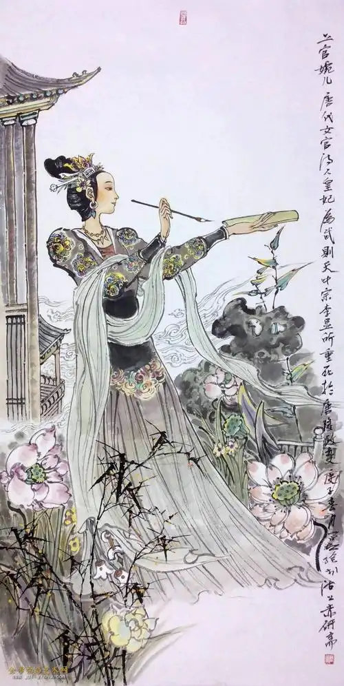 著名人物画家曹留夫国画人物之中华名女传奇故事一金带福路艺术网