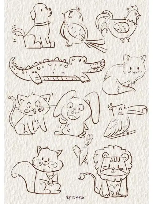 小动物合集线稿