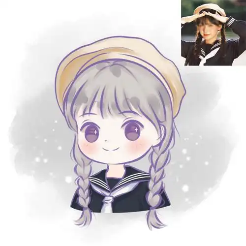 q版手绘头像画卡通真人照片动漫人像漫画头像定制情侣画像约稿 星眼风