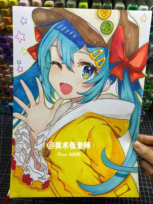 马克笔动漫女孩初音未来