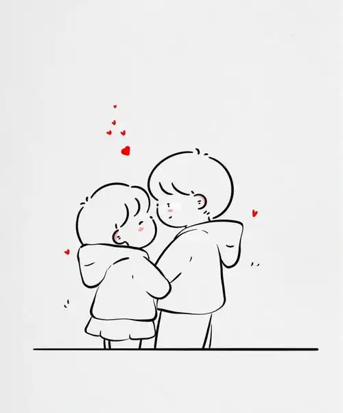 情侣简笔画没想到每天都会更喜欢你一点78