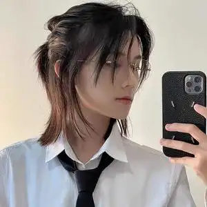 狼尾假发男长发日系男生武士头中分男士鲻鱼头自然日常全头套式