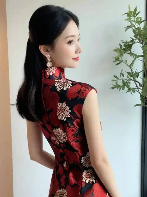 旗袍轻语:古韵流转的东方之美_女子_带着_自然