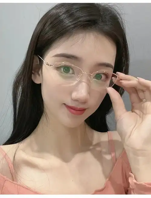 纯钛眼镜框可配镜片近视半框眼镜女镜框近视眼镜女可配度数配眼镜玫瑰