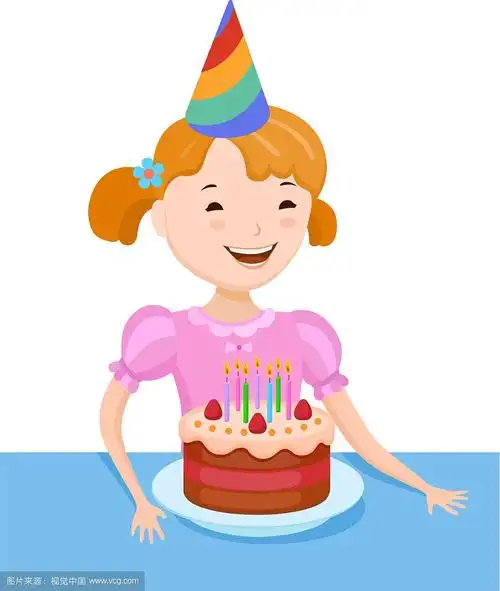 庆祝生日可爱的卡通女孩