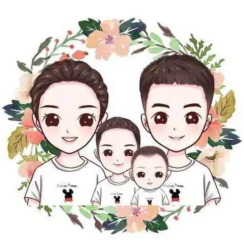 动漫一家四口幸福头像两个儿子