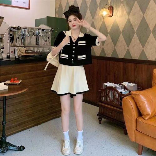 旺冉矮个子微胖女生穿搭夏装女150cm套装显高大码夏季宽松短袖上衣