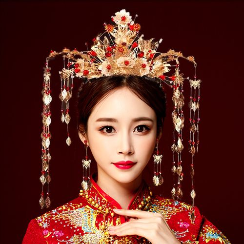 秀禾头饰新娘奢华流苏古装套装中式凤冠结婚发饰