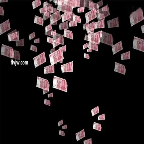 钞票雨红包雨金钱雨金钱漫天飞舞带通道视频素材