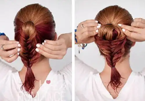 鱼骨辫的编法图解