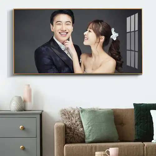 影楼婚纱照放大挂墙北欧简约水晶相框组合照片墙结婚照洗照片定制