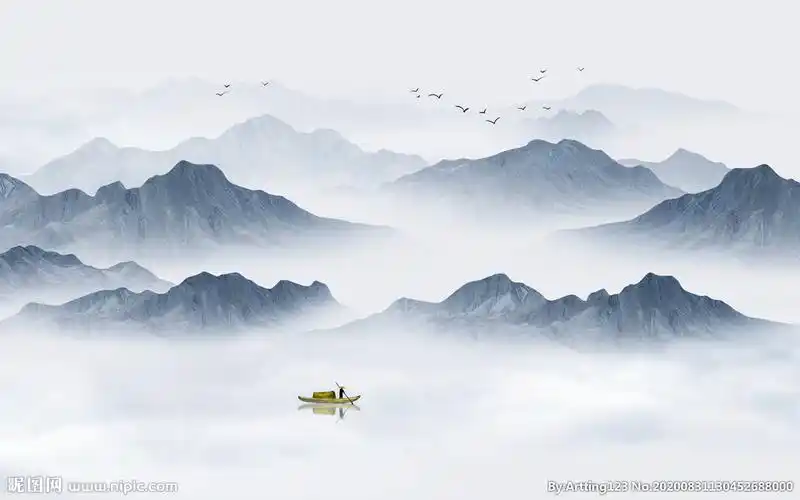 中式水墨山水画图片