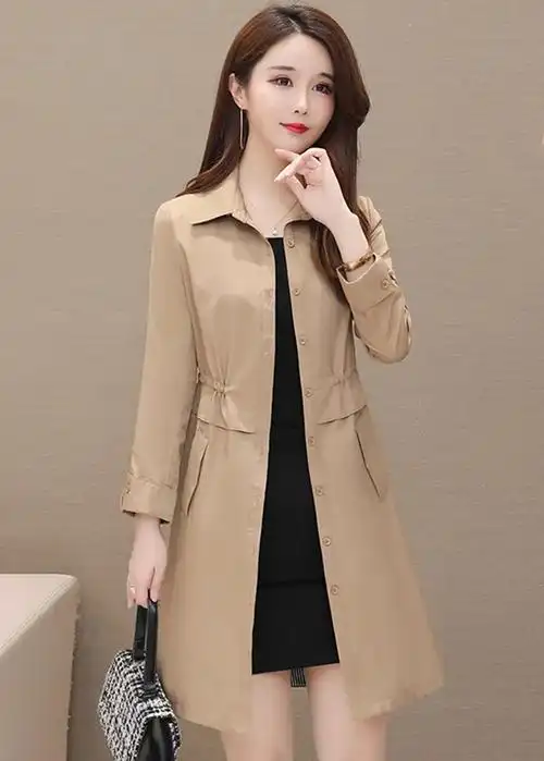 风衣女长款修身_价格_品牌_图片_怎么样 蘑菇街