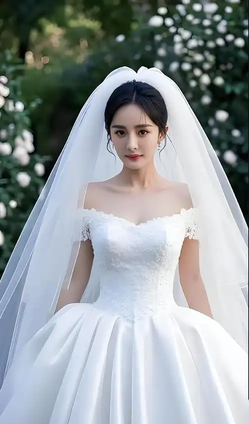 杨幂的婚纱照楚楚动人.刘诗诗好像更适合古代的凤冠霞帔