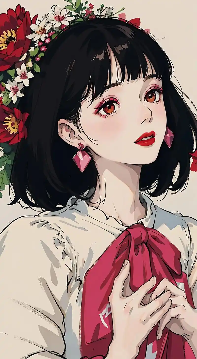 好看的背景图 #热图分享 #动漫头像女生 #红衣女子 - 抖音