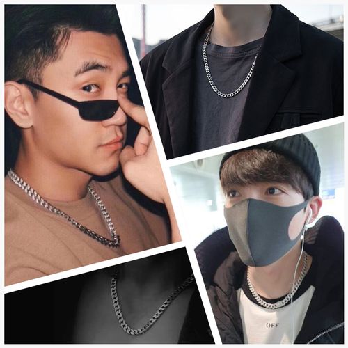 项链s925纯银古巴链吴亦凡同款潮牌时尚百搭项链