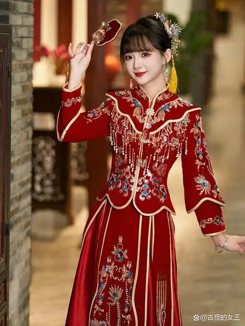 秀禾服新娘丝绒结婚礼服中式新式高级出阁婚服嫁衣敬酒服