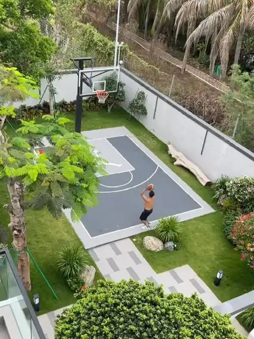 庭院里有个篮球场好想也还不错呐,打球吗