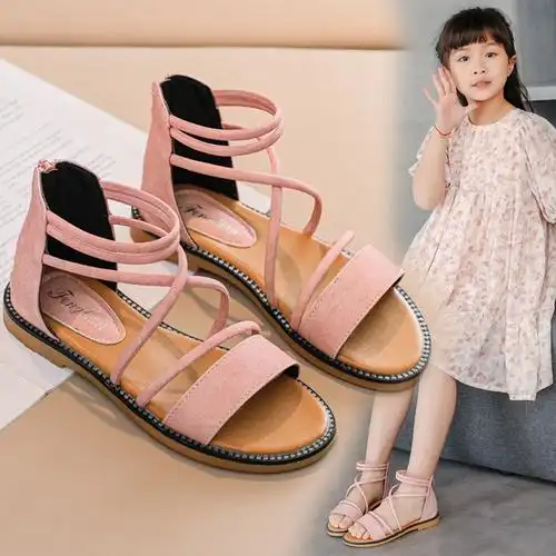 2到12岁11女孩子十凉鞋9小孩穿的8女童鞋7夏天6一字5沙滩鞋4亮片3