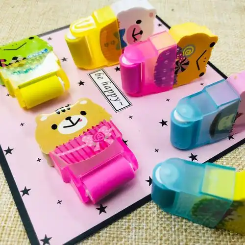 创意可爱儿童卡通动物橡皮檫小学生文具奖品新代滚轮橡皮擦批发
