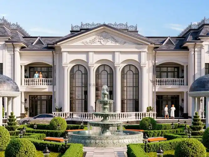 精美的造型欧式建筑装饰典型的标志有十字拱,飞券,罗马柱等#别墅图纸