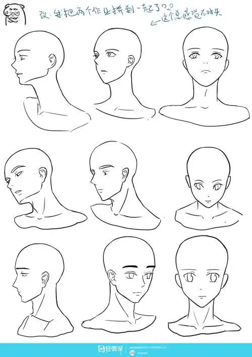 作业:动漫人物头部仰视,俯视的画法训练 - 夏叶的粉条 - 轻微课