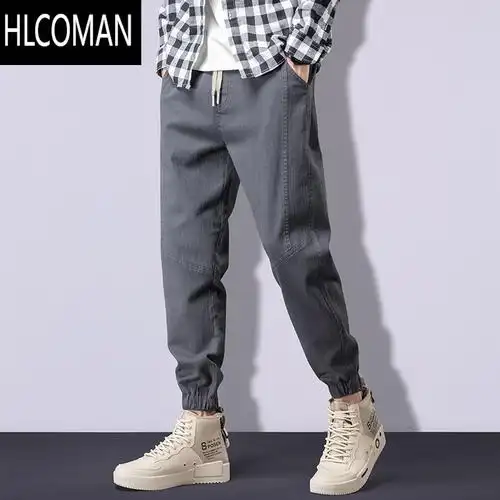 hlcoman潮牌九分束脚裤男士款宽松工装哈伦休闲男裤秋季抽绳运动裤子