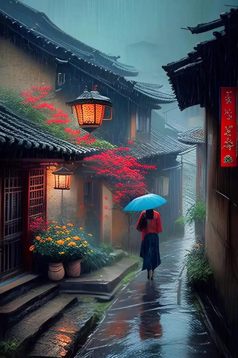 悠长又寂寥的雨巷,希望逢着一个丁香一样的结着愁怨的姑娘##烟雨江南