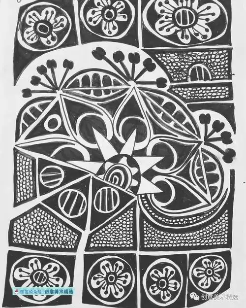 黑白装饰画临摹素材——20张创意纹样涂鸦
