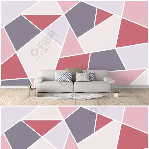 现代简约彩色撞色简单客厅装饰背景墙