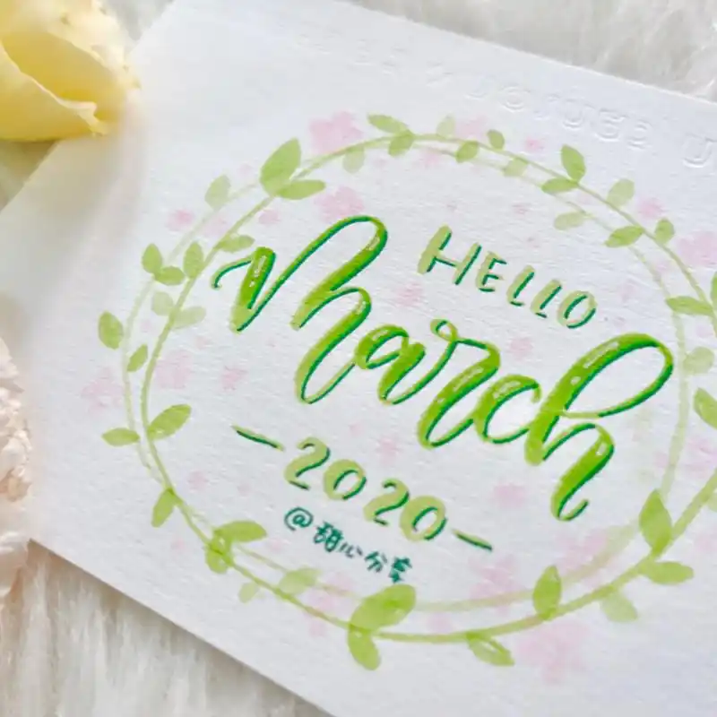 3月你好/ 手帐手写英文花体字标题素材作品 甜心零基础入门brush