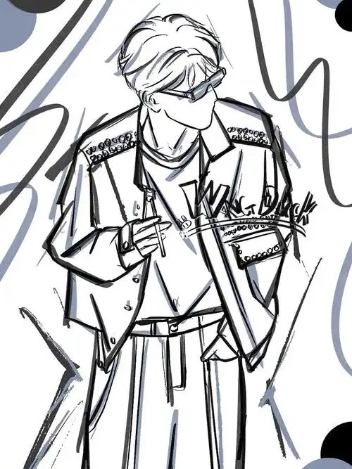 疯狂星期四#饭圈美工  #线稿  #涂鸦风  #蔡徐坤  #接稿接稿  #涂鸦