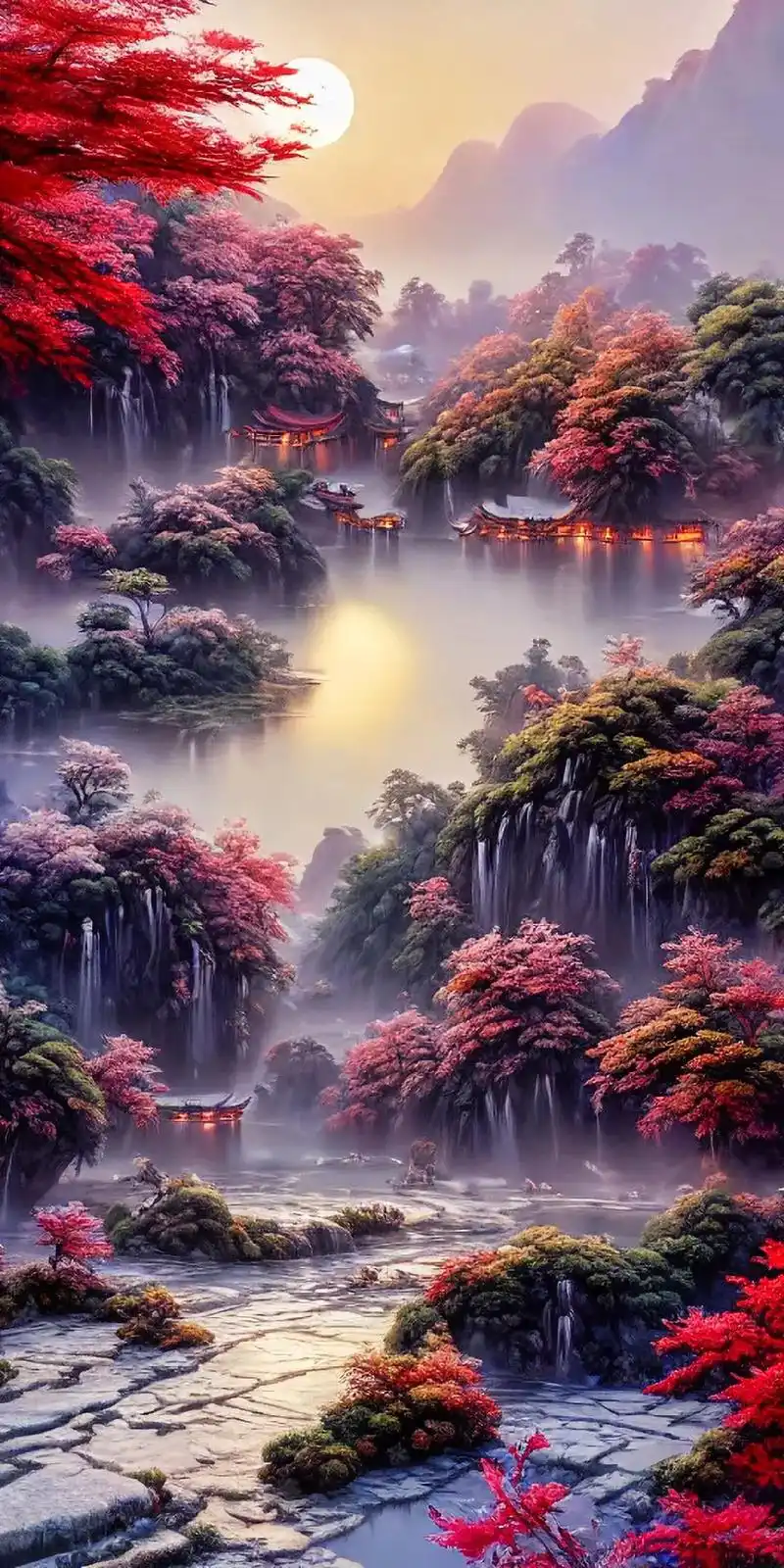 二次元 美丽的风景可以当手机 #壁纸 随时随地可以 #治愈 - 抖音