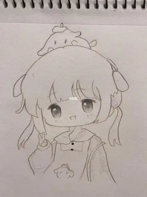 临摹练习113|可爱小女孩简笔画铅笔简笔画临摹