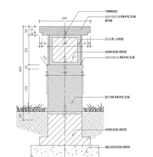 砖砌结构景墙设计详图——知名景观公司景观