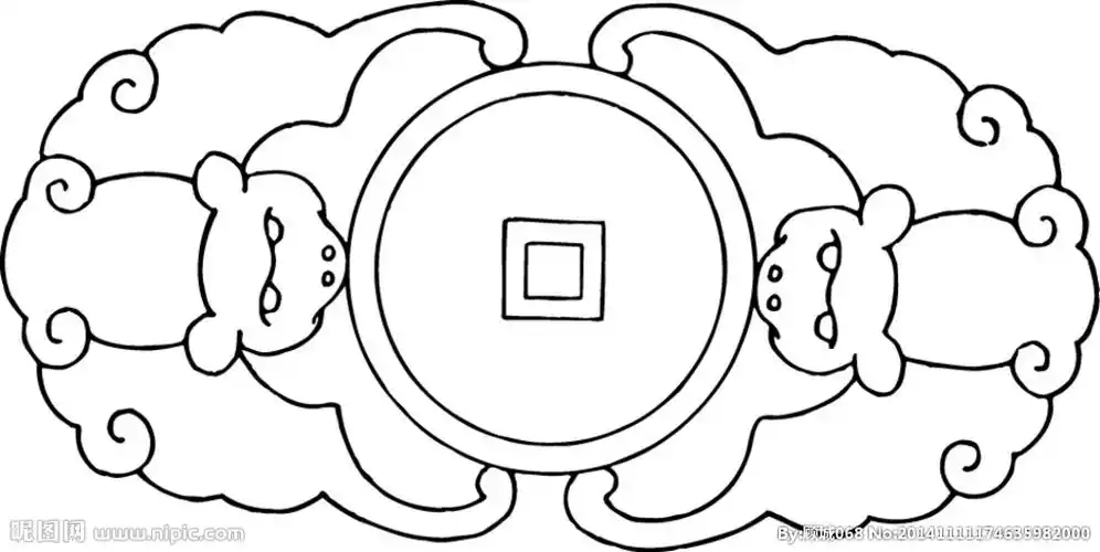 玉佩坠饰线描传统图片