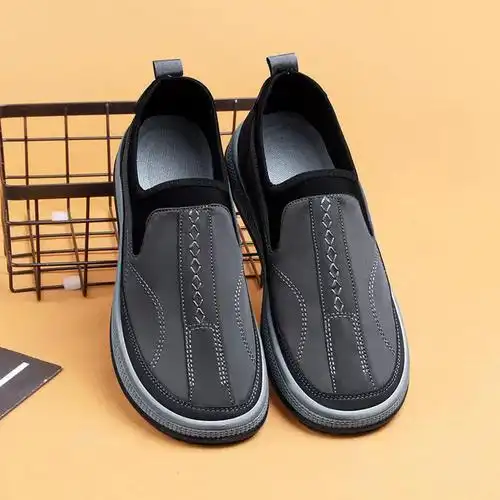 洛畔佳人春秋季新款防滑老北京布鞋爸爸鞋一脚蹬休闲鞋九步源男士