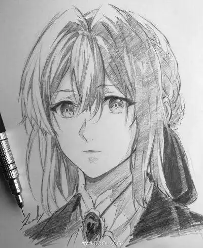 神仙画师微博转载二次元人物黑白动漫素材插画绘画线稿手绘女生男生