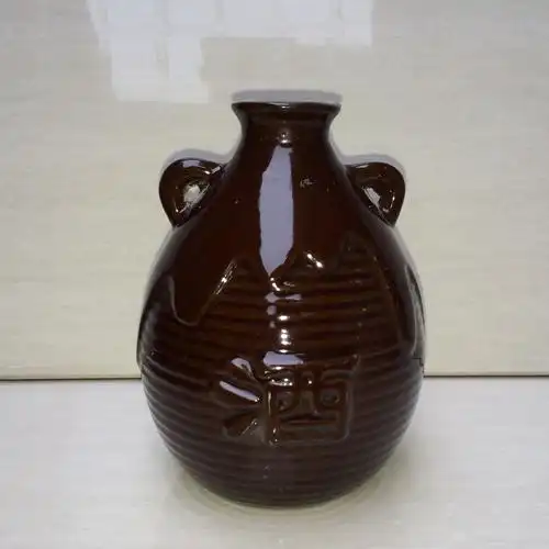 宜兴陶瓷酒瓶批发 1斤通用紫砂双耳小酒瓶 枣红釉装饰 质优价廉