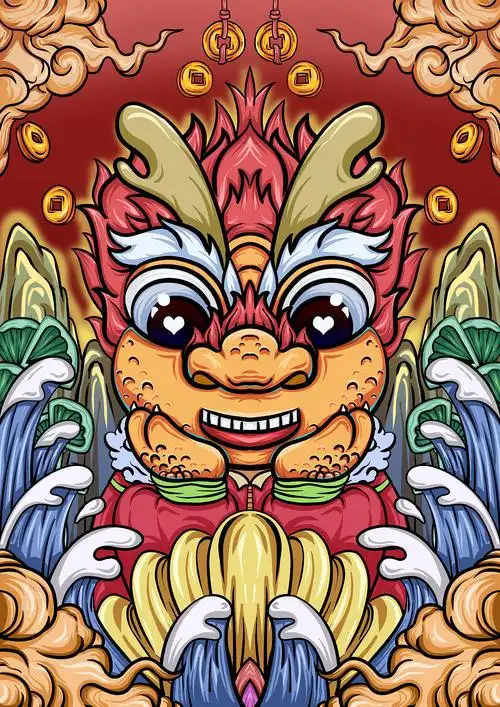 国潮十二生肖插画