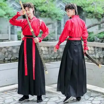 雀悠高中生毕业礼服男古装男汉服侠客书生演出服毕业拍照班服古代唐装