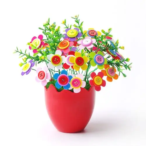 康乃馨创意纽扣花束手工diy材料包儿童幼儿园制作新年礼物贴画