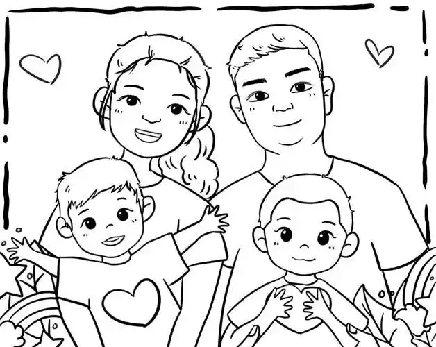 四口之家简笔画画法一家四口简笔画怎么画优质一家四口手绘头像简笔画