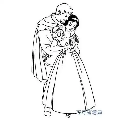 幼儿简笔画涂色打印版公主王子