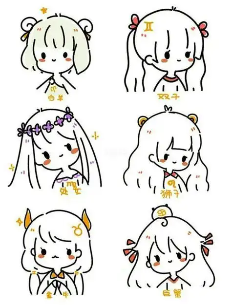 简笔画|手帐素材|更新简笔画星座系列手帐兴趣爱好文具手账十二生肖