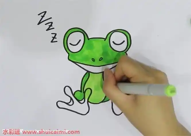 睡觉的青蛙怎么画睡觉的青蛙简笔画彩色